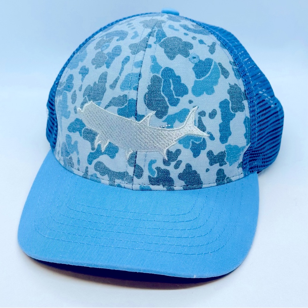 RepYourWater Trucker Hat Cap Snapback Adjustable Fly Fishing Apparel Blue Camo